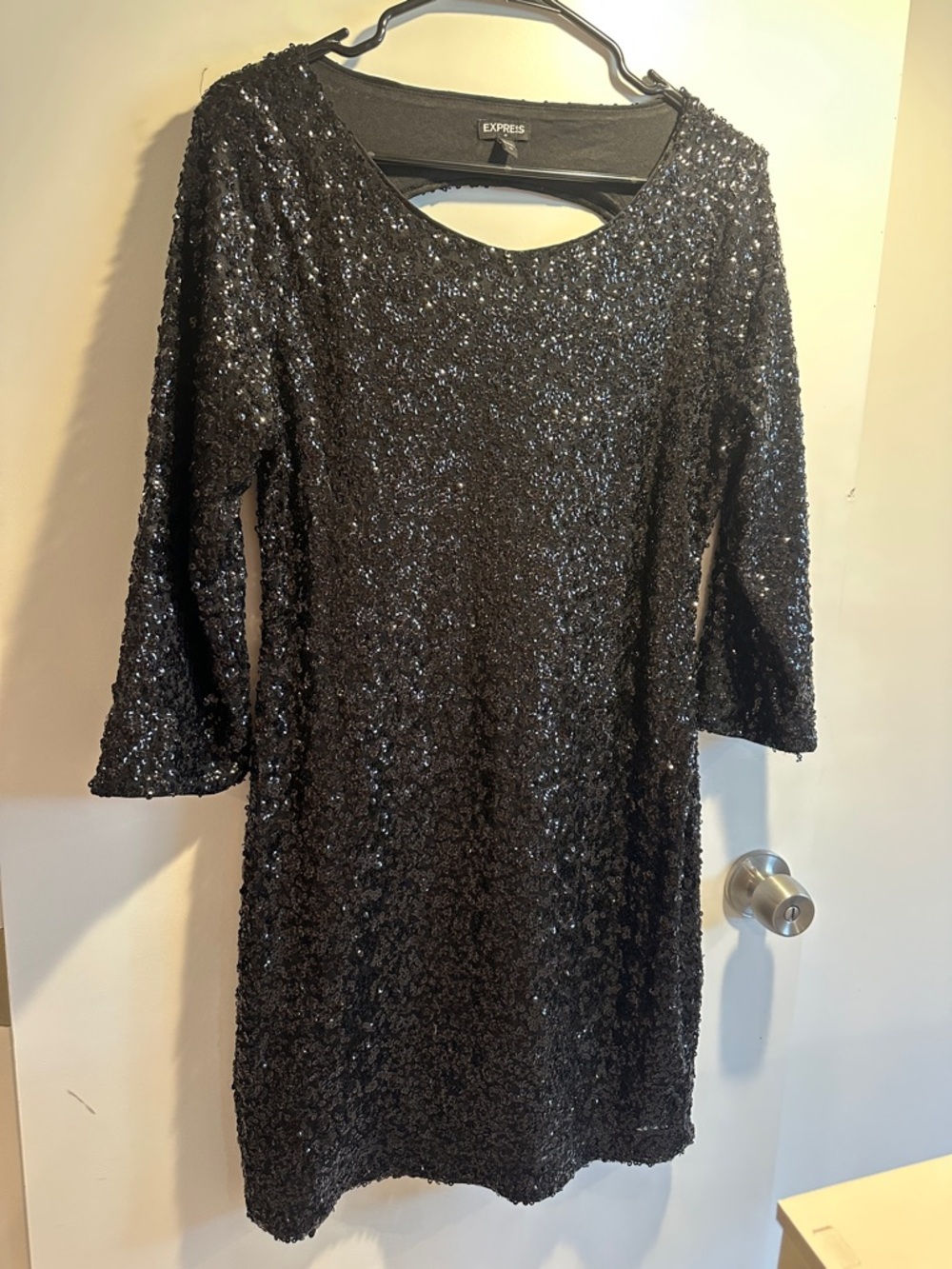 Express Black Sequin Mini Dress